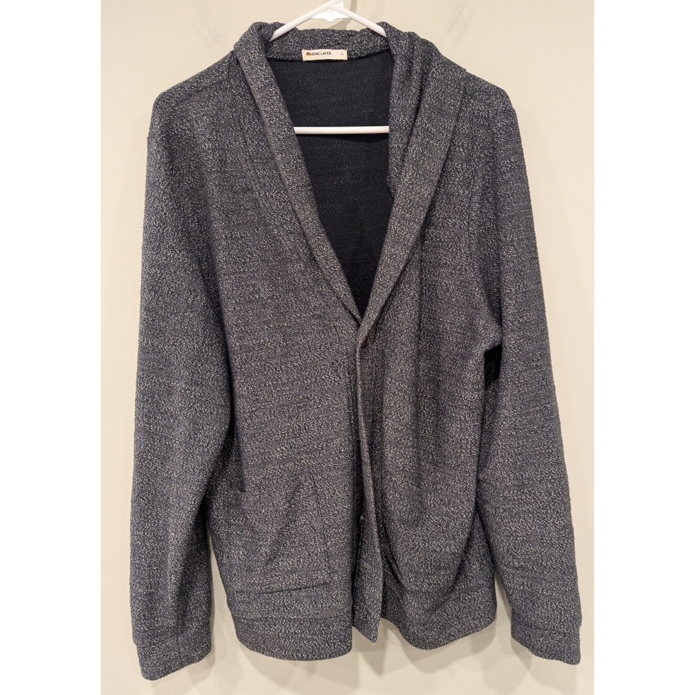 Marine Layer Men's Shawl Collar Cardigan in Heather Navy